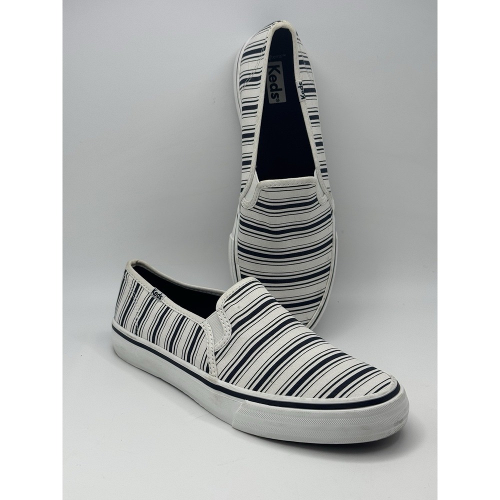 Keds Women's Double Decker White/ Navy Stripe Casual Slip On Shoes Sz 8.5 - Picture 8 of 11